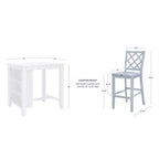 Set da pranzo salvaspazio a 3 pezzi altezza bancone – Tavolo in acacia con mensole e 2 sgabelli con schienale a griglia, grigio