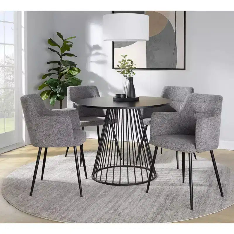 LumiSource Canary Tavolo da Pranzo in MDF con Metallo Nero/Nero