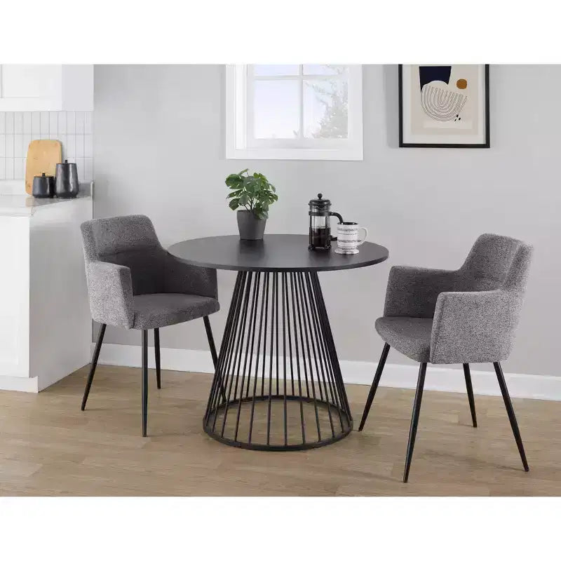 LumiSource Canary Tavolo da Pranzo in MDF con Metallo Nero/Nero