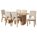 Lifestorey 7pc Blakely Modern Rectangular Dining Set Light Oak/Beige