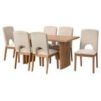 Lifestorey 7pc Blakely Modern Rectangular Dining Set Light Oak/Beige