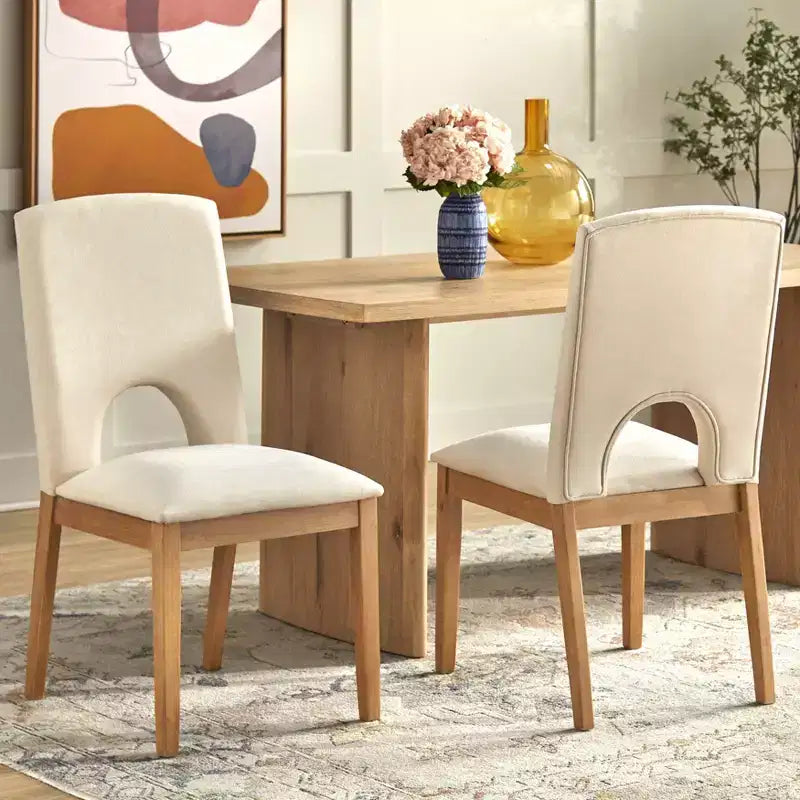 Set da pranzo moderno rettangolare da 7 pezzi – Tavolo da 160 cm e 6 sedie imbottite, rovere chiaro e beige