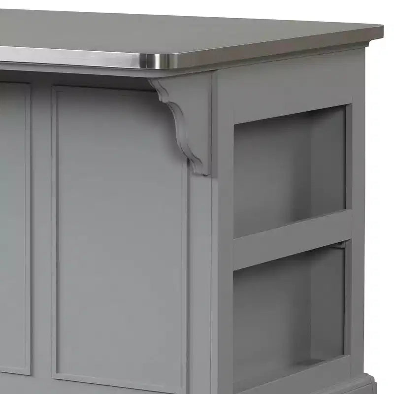 Isola da Cucina con Mobiletti Contenitori e Scaffali – Finitura Grigia