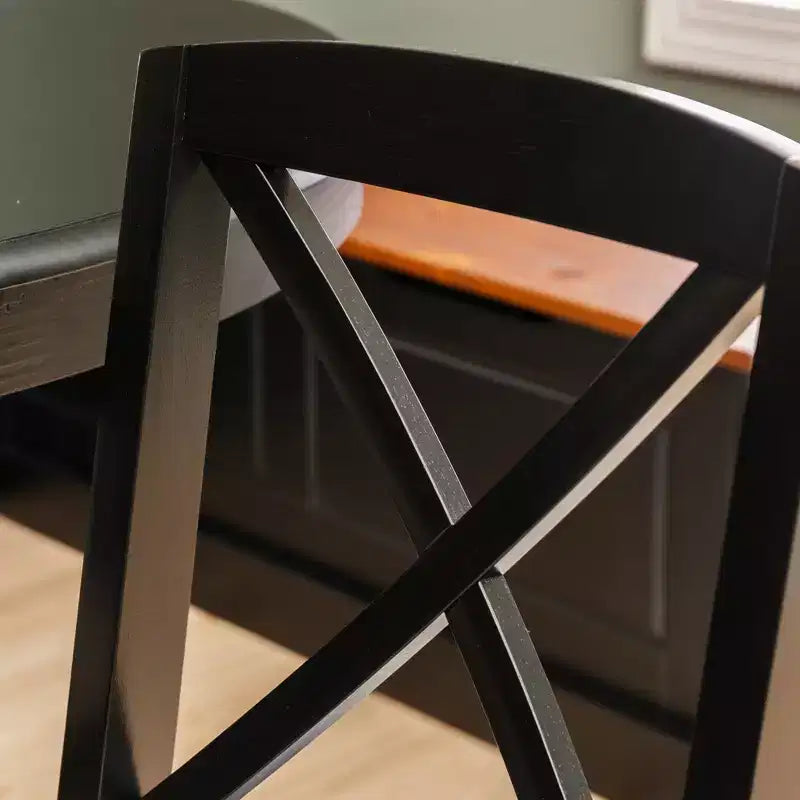 Set da pranzo ad angolo a 4 pezzi – Panchina senza schienale, vano contenitore, tavolo rotondo da 42", nero e noce