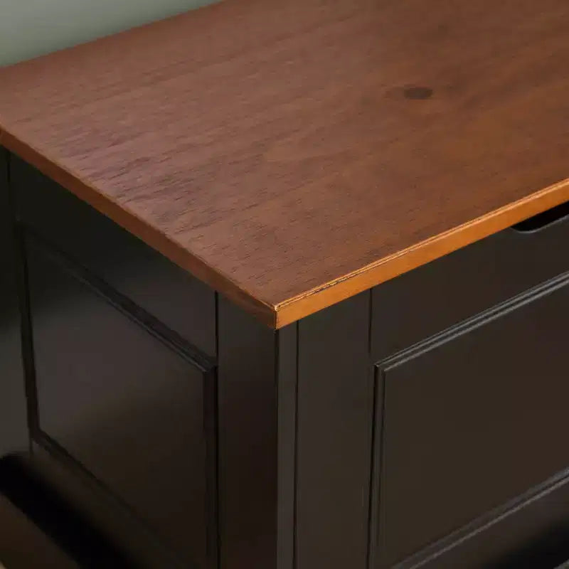 Set da pranzo ad angolo a 4 pezzi – Panchina senza schienale, vano contenitore, tavolo rotondo da 42", nero e noce