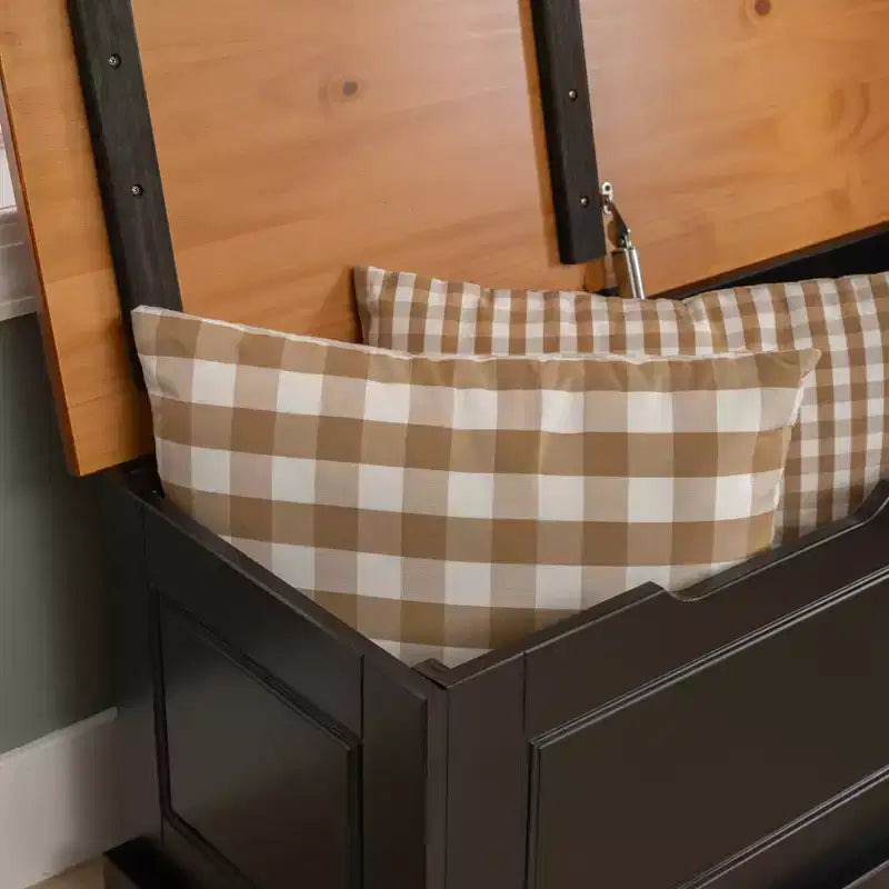 Set da pranzo ad angolo a 4 pezzi – Panchina senza schienale, vano contenitore, tavolo rotondo da 42", nero e noce