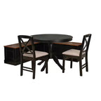 Set da pranzo ad angolo a 4 pezzi – Panchina senza schienale, vano contenitore, tavolo rotondo da 42", nero e noce