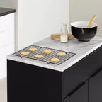 Isola da cucina compatta con cassetto e 2 ante – Nero opaco e finto marmo