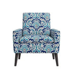 Poltroncina Mid-Century Modern per Piccoli Spazi – Damascato Blu Cobalto e Grigio