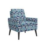 Poltroncina Mid-Century Modern per Piccoli Spazi – Damascato Blu Cobalto e Grigio