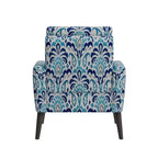 Poltroncina Mid-Century Modern per Piccoli Spazi – Damascato Blu Cobalto e Grigio