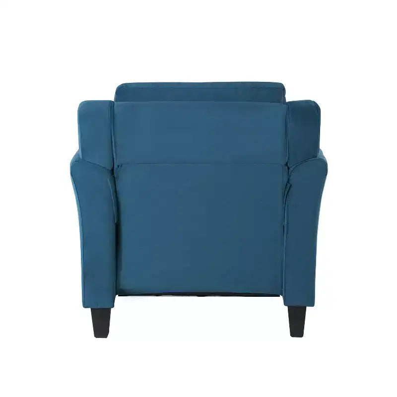 Poltrona d'accento imbottita trapuntata – Velluto blu con braccioli arrotolati
