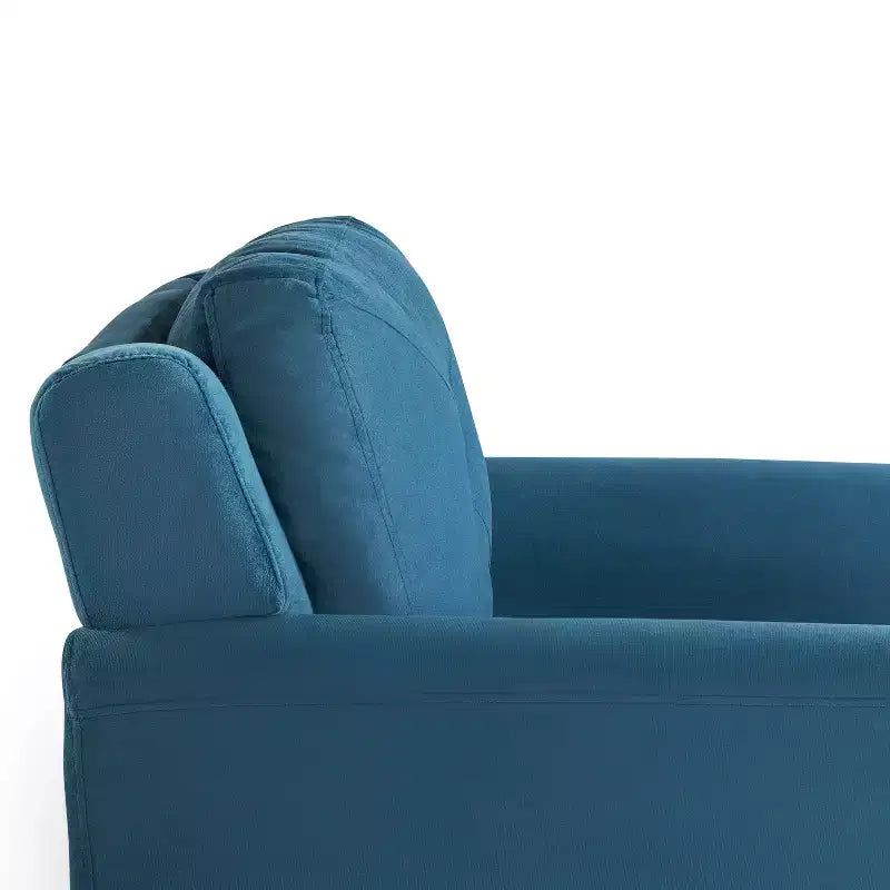 Poltrona d'accento imbottita trapuntata – Velluto blu con braccioli arrotolati