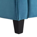 Poltrona d'accento imbottita trapuntata – Velluto blu con braccioli arrotolati