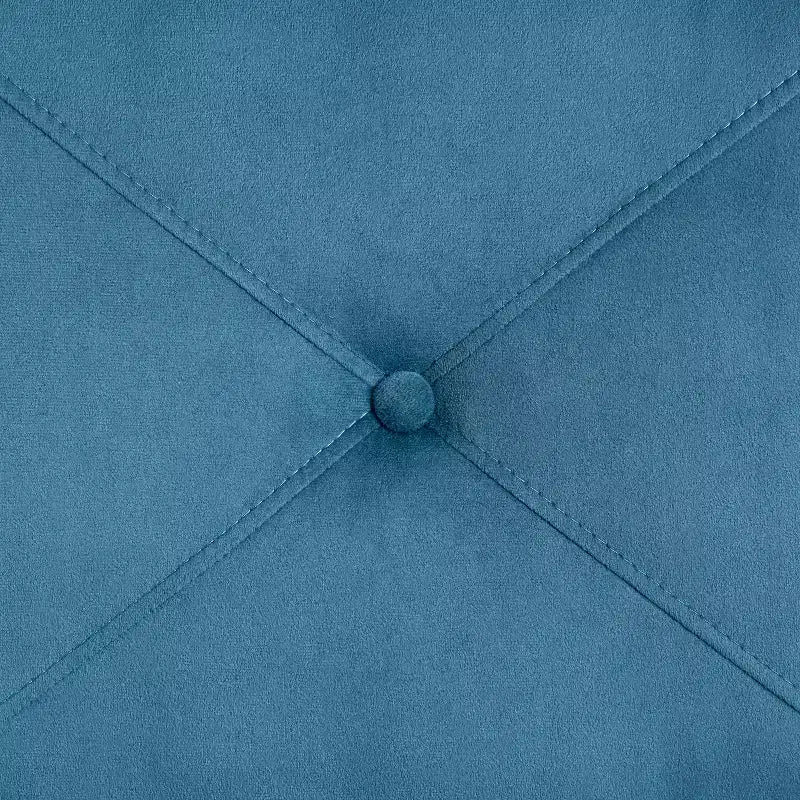 Poltrona d'accento imbottita trapuntata – Velluto blu con braccioli arrotolati