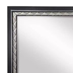 Specchio per comò 46"x34" – Cornice in pelle sintetica argentata, Finitura in legno nero