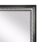 Specchio per comò 46"x34" – Cornice in pelle sintetica argentata, Finitura in legno nero