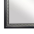Specchio per comò 46"x34" – Cornice in pelle sintetica argentata, Finitura in legno nero