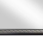 Specchio per comò 46"x34" – Cornice in pelle sintetica argentata, Finitura in legno nero