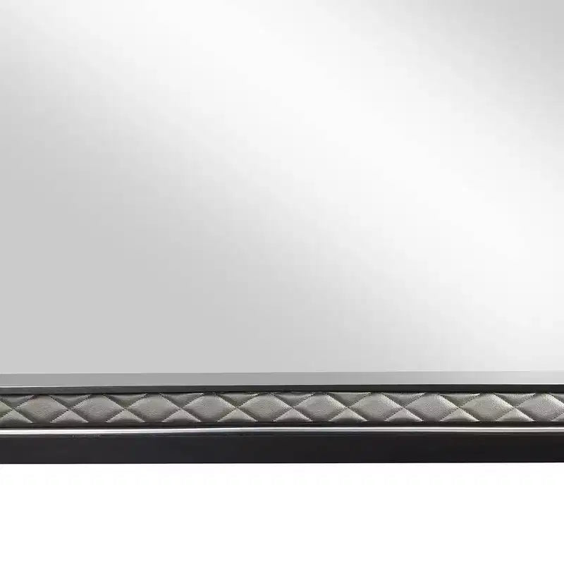 Specchio per comò 46"x34" – Cornice in pelle sintetica argentata, Finitura in legno nero
