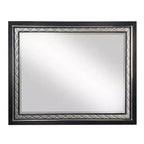 Specchio per comò 46"x34" – Cornice in pelle sintetica argentata, Finitura in legno nero