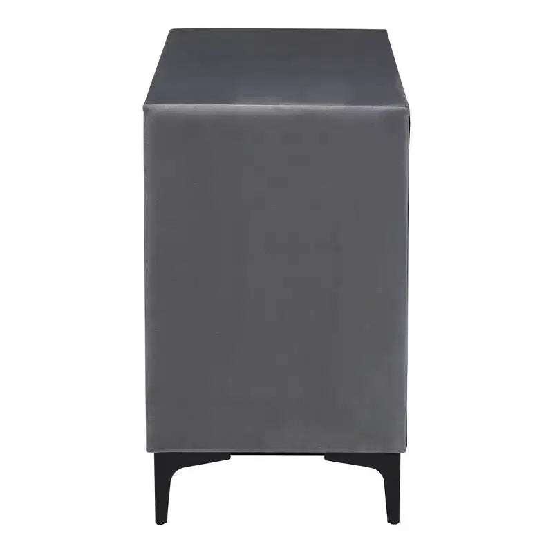 Cassettiera in velluto a 6 cassetti – Imbottita in schiuma, gambe in metallo, grigio ardesia e nero