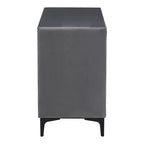 Cassettiera in velluto a 6 cassetti – Imbottita in schiuma, gambe in metallo, grigio ardesia e nero
