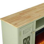 Mobile TV da 70" stile rustico con camino elettrico – Adatto per TV fino a 80", verde