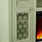 Mobile TV da 70" stile rustico con camino elettrico – Adatto per TV fino a 80", verde