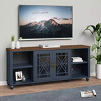 Mobile TV 70" stile vintage per TV fino a 80" – Blu marino, Ante intagliate