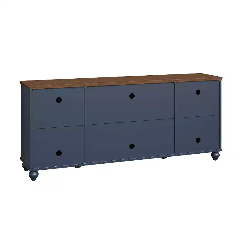 Mobile TV 70" stile vintage per TV fino a 80" – Blu marino, Ante intagliate