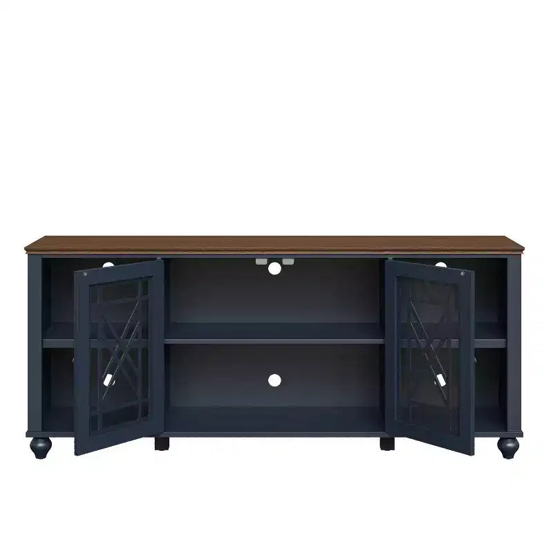 Mobile TV 70" stile vintage per TV fino a 80" – Blu marino, Ante intagliate
