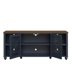 Mobile TV 70" stile vintage per TV fino a 80" – Blu marino, Ante intagliate