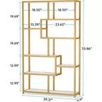 Libreria a 5 ripiani da 179,98 cm – Ripiani effetto marmo, struttura in metallo dorato