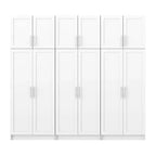 Set di armadietti da 6 pezzi con ante a pannello – Bianco, 226 cm H x 244 cm L, 12 ripiani
