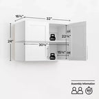 Set di armadietti da 6 pezzi con ante a pannello – Bianco, 226 cm H x 244 cm L, 12 ripiani