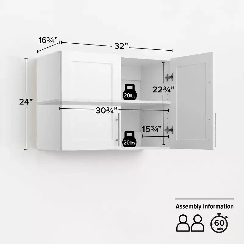 Set di armadietti da 6 pezzi con ante a pannello – Bianco, 226 cm H x 244 cm L, 12 ripiani