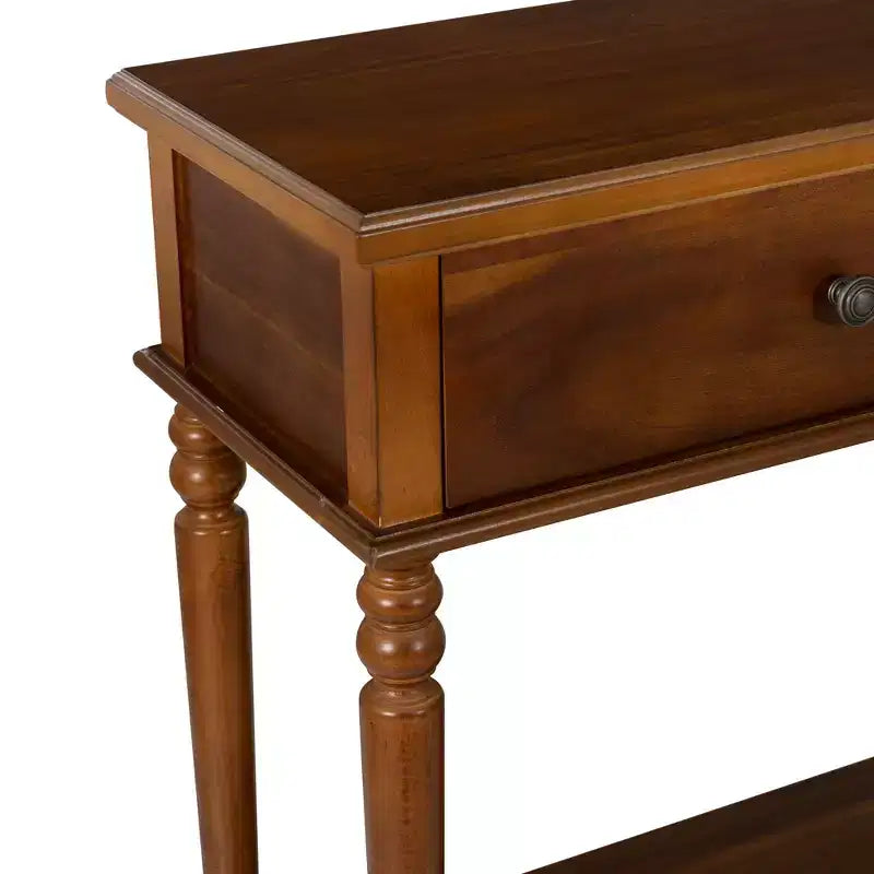 Consolle da 48" – Legno di acacia color nocciola, 2 cassetti, ripiano a giorno