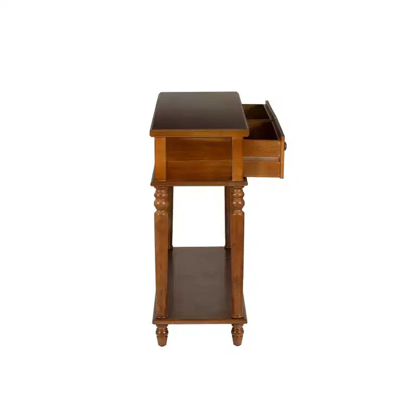 Consolle da 48" – Legno di acacia color nocciola, 2 cassetti, ripiano a giorno