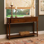 Consolle da 48" – Legno di acacia color nocciola, 2 cassetti, ripiano a giorno