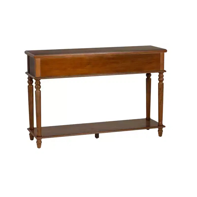 Consolle da 48" – Legno di acacia color nocciola, 2 cassetti, ripiano a giorno