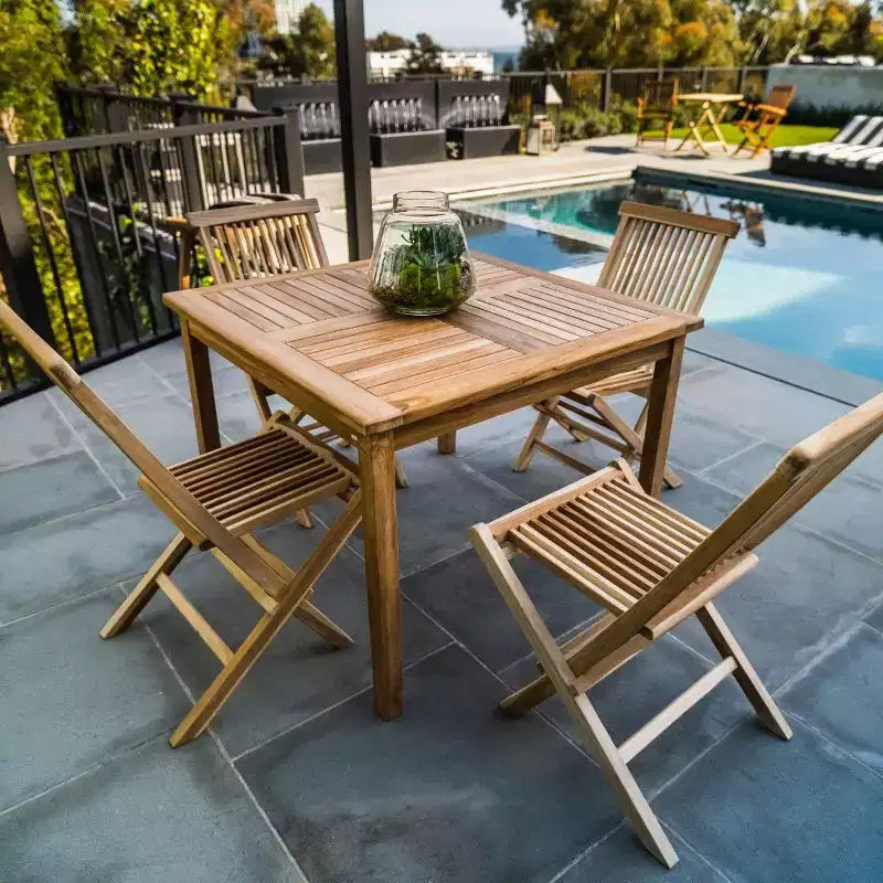 Nordic Teak 39 4-Person Natural Outdoor Square Dining Table - Beige