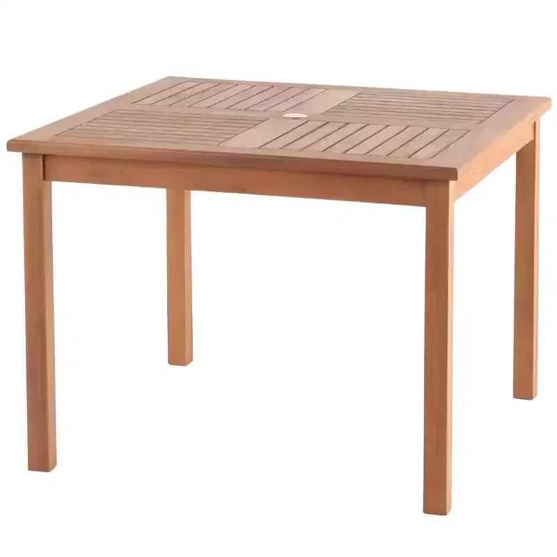 Tavolo da pranzo quadrato in teak da esterno da 99 cm per 4 persone – Resistente alle intemperie