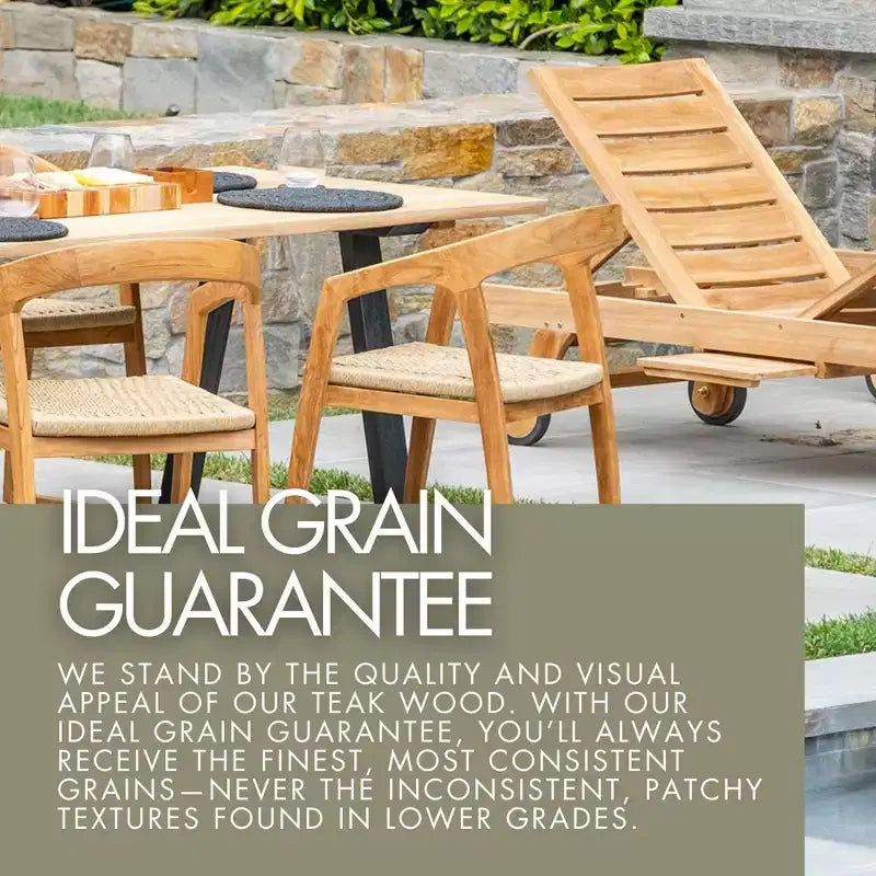 Tavolo da pranzo quadrato in teak da esterno da 99 cm per 4 persone – Resistente alle intemperie