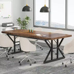 Tavolo da conferenza da 180 cm per 6 persone – MDF e metallo, 180 cm L x 80 cm P