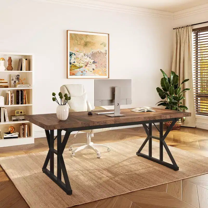 Tavolo da conferenza da 180 cm per 6 persone – MDF e metallo, 180 cm L x 80 cm P