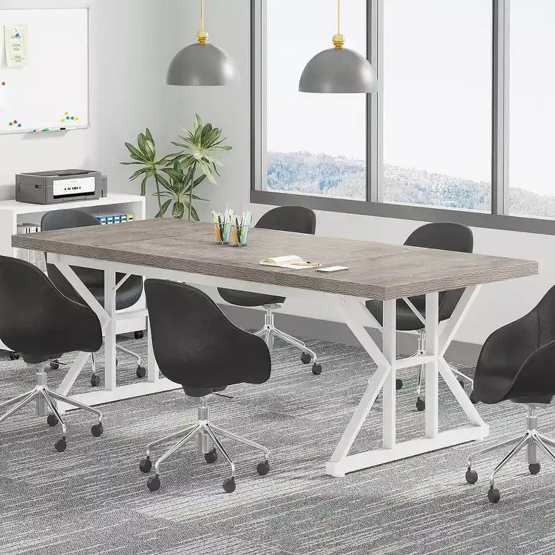 Tavolo da conferenza da 180 cm per 6 persone – MDF e metallo, 180 cm L x 80 cm P