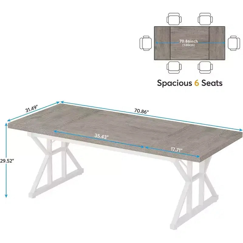 Tavolo da conferenza da 180 cm per 6 persone – MDF e metallo, 180 cm L x 80 cm P