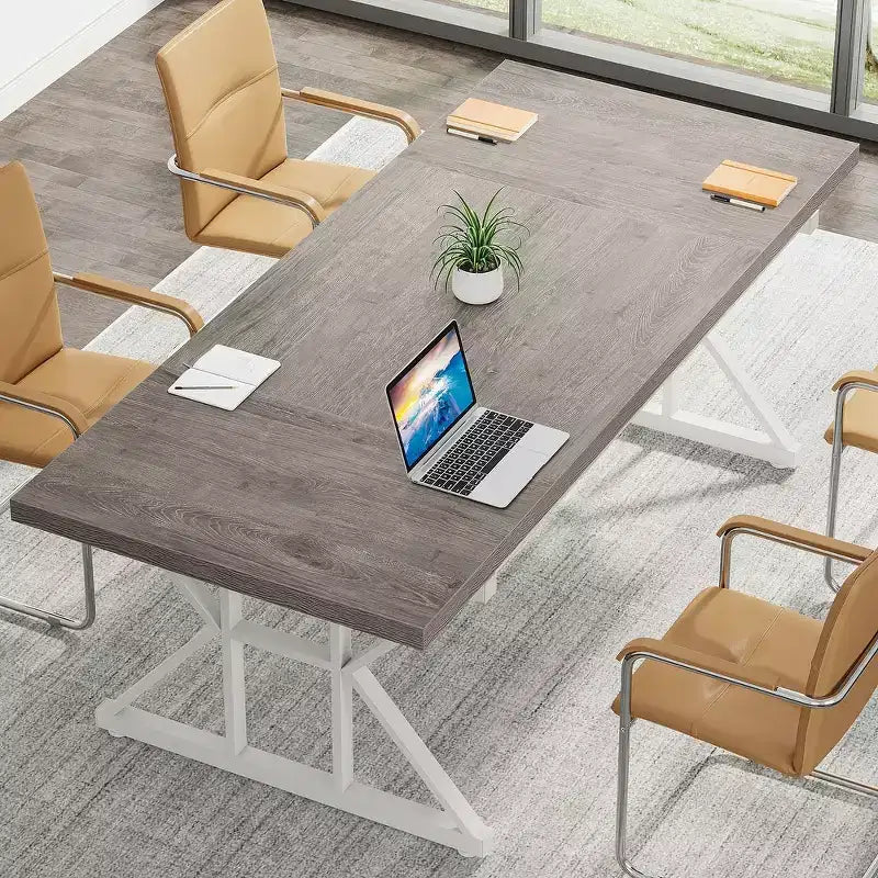 Tavolo da conferenza da 180 cm per 6 persone – MDF e metallo, 180 cm L x 80 cm P