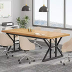 Tavolo da conferenza da 180 cm per 6 persone – MDF e metallo, 180 cm L x 80 cm P